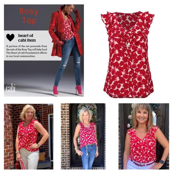 CAbi Red and White Rosy Top - Picture 7 of 11